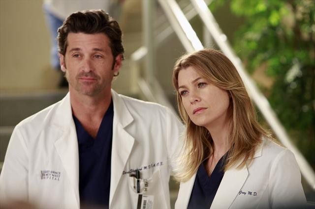 Patrick Dempsey ed Ellen Pompeo in Grey's Anatomy. Frame estratto da episodio Love Turns You Upside Down (9 st.)
