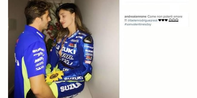 Andrea Iannone e Belen Rodriguez su Instagram.
