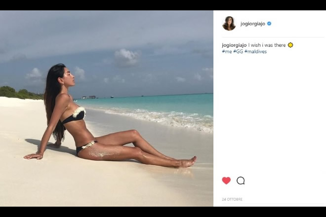 Giorgia Gabriele alle Maldive in una foto dal suo profilo Instagram