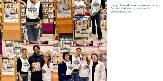 Martina Colombari in farmacia per i bambini. Foto dal profilo Instagram