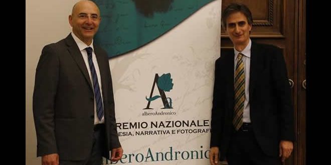 Premio Alberoandronico. In foto Pino Acquafredda e Salvatore Fruscione. Fornita da Ufficio Stampa