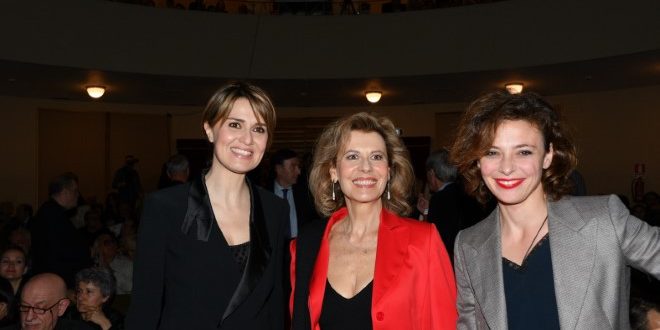 Paola Cortellesi, Daniela Poggi, Jasmine Trinca premiate a La Pellicola D'Oro 2018. Foto di Maurizio Riccardi