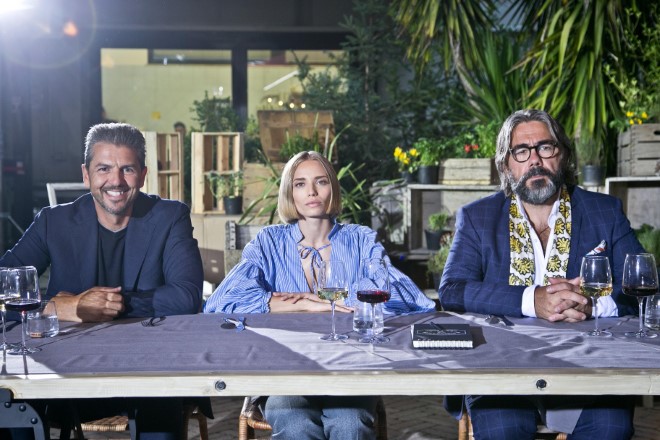 I protagonisti de Il ristorante degli chef Andrea Berton, Isabella Potì e Philippe Léveillé. Foto di Leonardo Puccini