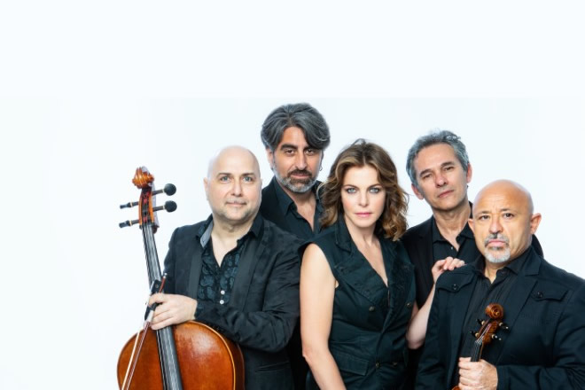 Claudia Gerini e Soli String Quartet. Foto da Ufficio Stampa