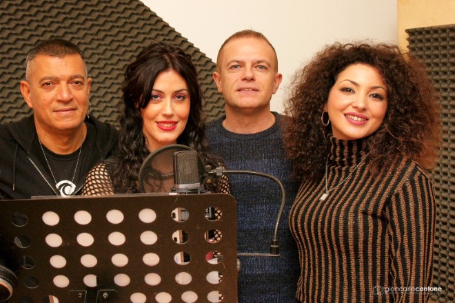Il team vocale di La tua zampa. Da sx Maurizio Capone, Francesca Fariello, Lello Savonardo e Valeriè Vitiello