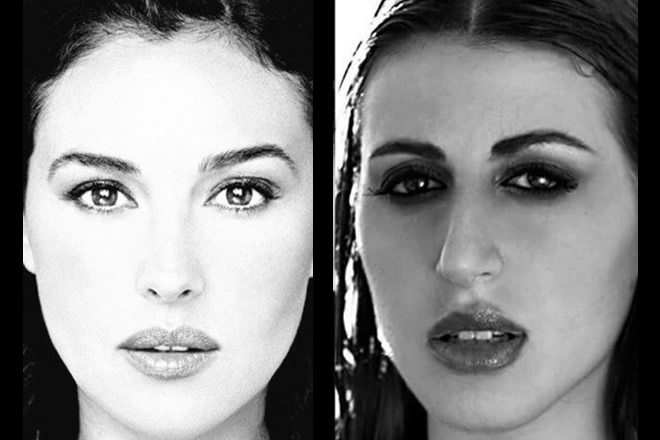 Monica Bellucci (foto dal Web) e Jessica Auricchio. Foto fornite dall'intervistata