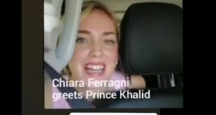 Khalid Bin Hamad Al Khalifa pubblica sui social il video di Chiara Ferragni e Fedez. Screen da Ufficio Stampa