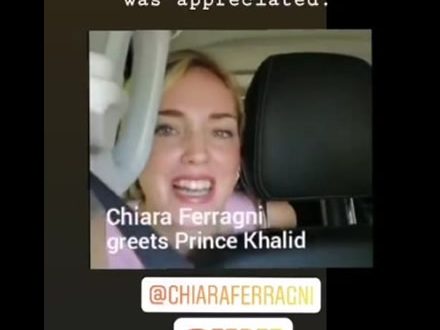 Khalid Bin Hamad Al Khalifa pubblica sui social il video di Chiara Ferragni e Fedez. Screen da Ufficio Stampa
