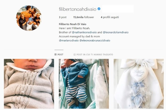 Filiberto Noah Di Vaio su Instagram