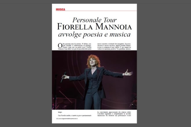 Fiorella Mannoia - Lo speciale su Personale Tour su La Gazzetta dello Spettacolo Magazine di Luglio 2019