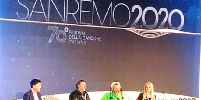 Marco Sentieri alla conferenza stampa di presentazione del Festival di Sanremo 2020