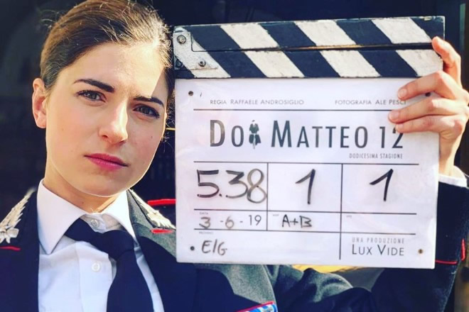 Maria Chiara Giannetta sul set di Don Matteo 12. Foto da Instagram