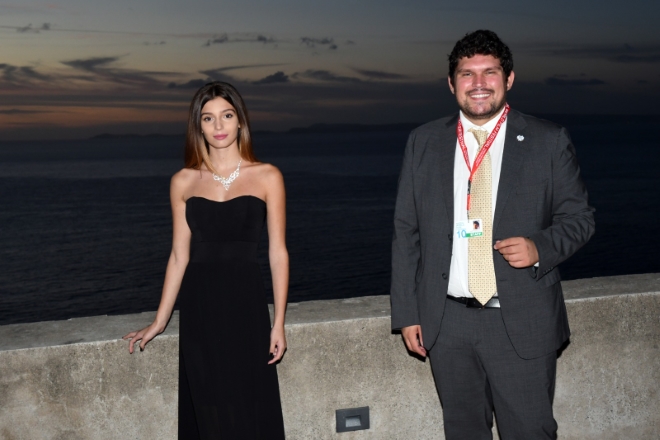 Gaia Girace con Giuseppe Alessio Nuzzo al Social World Film Festival 2020. Foto di Roberto Jandoli