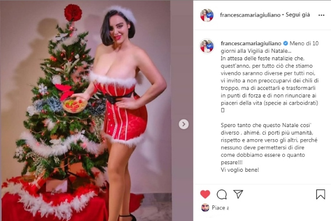 Francesca Giuliano e il post sexy su Instagram