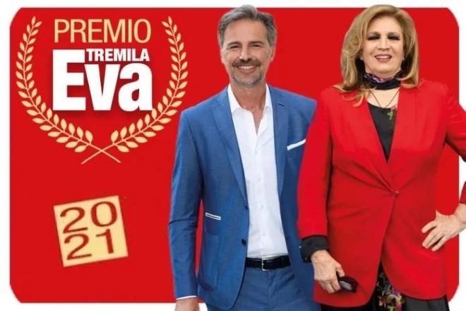 Beppe Convertini e Iva Zanicchi per il premio Eva3000