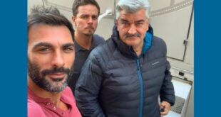 Francesco Arca, Arturo Muselli e Antonio Milo sul set a Napoli. Foto da Instagram