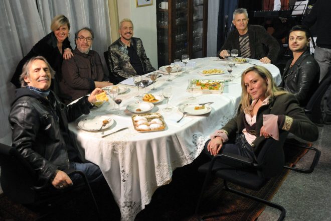 Da sinistra ospiti di Cena a Casa Mia Enzo Adriani, Virginio, Tony Vandoni, Marco Ferradini, Dario Gay