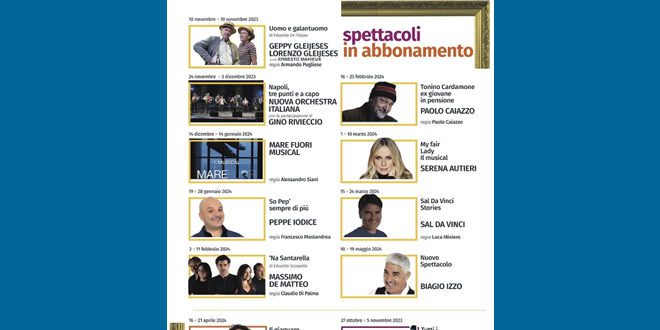 Stagione Teatrale 2023-24 del Teatro Augusteo di Napoli