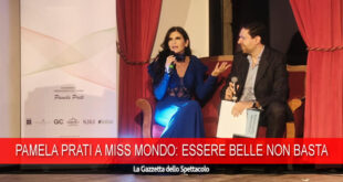 Pamela Prati e Francesco Russo in un momento del talk a Miss Mondo