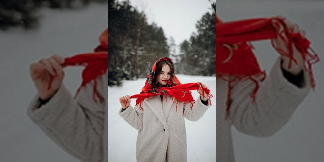 Donna con cappotto in inverno. Foto di Danik Prihodko