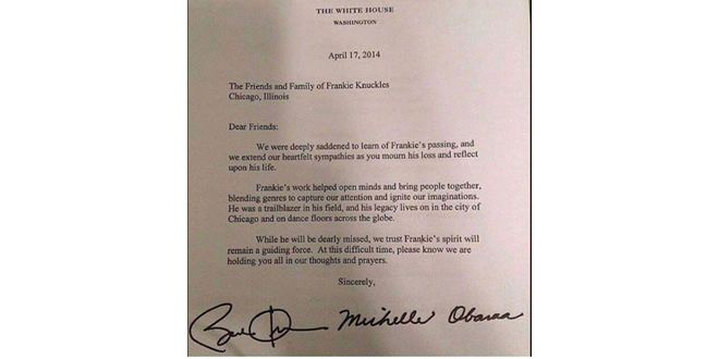 Lettera della Casa Bianca firmata da Barack e Michelle Obama