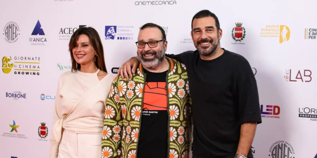 Claudia Pandolfi, Massimiliano Bruno, Eduardo Leo alle giornate professionali di cinema di Sorrento. Foto di Alessia Giallonardo