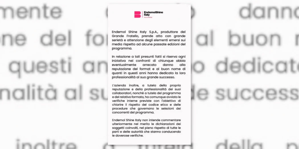 Comunicato EndemolShine