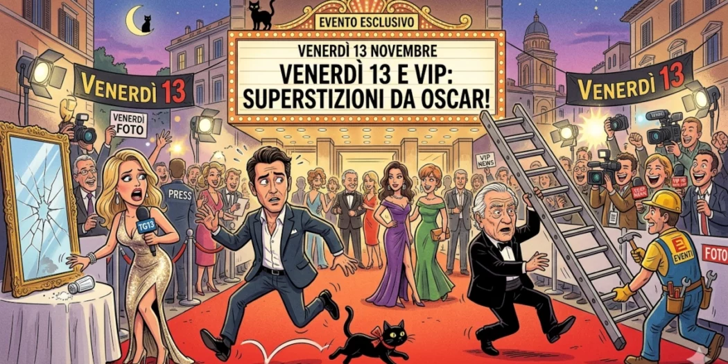 Venerdì 13 e Superstizioni VIP. Immagine AI