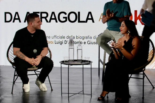 Giuseppe Errichiello e Stefania Tuccillo (moglie) durante il talk show © Maria Del Prete
