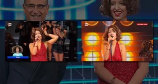 Selma Ezzine nei panni di Rave a Tale e Quale Show 2026 condotto da Carlo Conti © Frame TV Rai 1