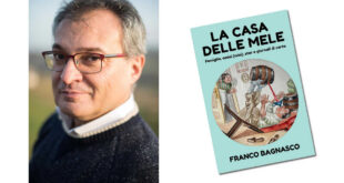 Franco Bagnasco © Gloria Bressan - con la cover del libro La casa delle mele