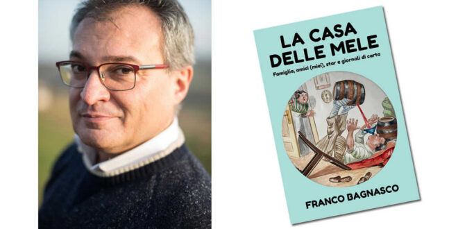 Franco Bagnasco © Gloria Bressan - con la cover del libro La casa delle mele